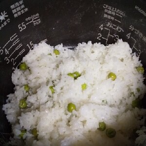 シンプルに塩だけ♪簡単！美味しいグリンピースご飯♪